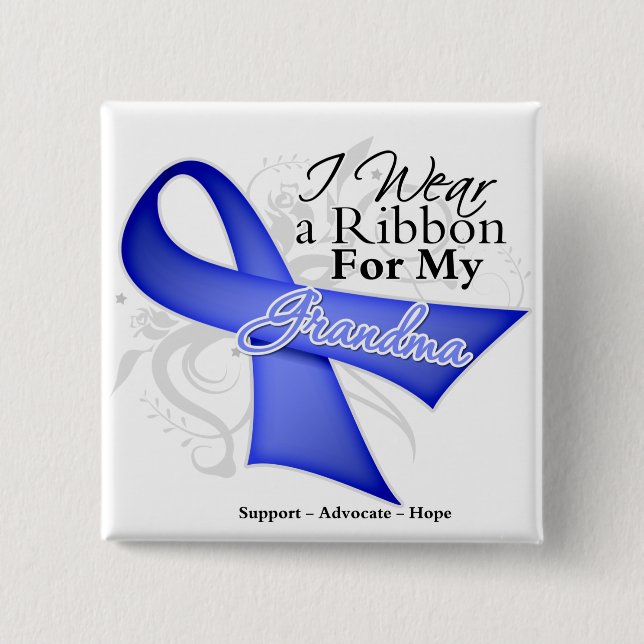 Grandma Periwinkle Ribbon - Stomach Cancer 15 Cm Square Badge (Front)
