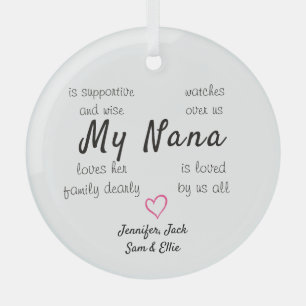 Grandma Personalised Glass Ornament