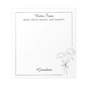 Grandma Personalized Stationery Paper Floral Set  Notepad