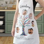 Grandma Photo Apron<br><div class="desc">This modern and stylish Grandma apron is decorated with a colourful mosaic family tree.
Easily customisable with a selection of seven photos and the grandchildren's names.
Makes a perfect gift for your Grandma.
Original Mosaic © Michele Davies.</div>