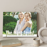 Grandma Photo Canvas Print<br><div class="desc">Create your own modern custom wrapped canvas with one of your favourite photos. The modern oversized typography is fully editable and currently reads "The Most Loved Grandma in the world". The photo template is ready for you to add your picture, which is displayed in landscape format. If you wish to...</div>