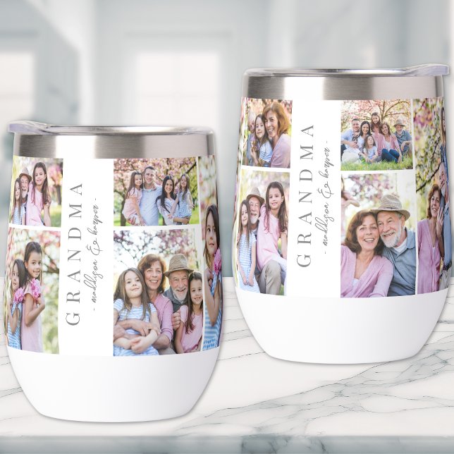 Grandma Photo Collage (Grandma Photo Collage Thermal Wine Tumbler )