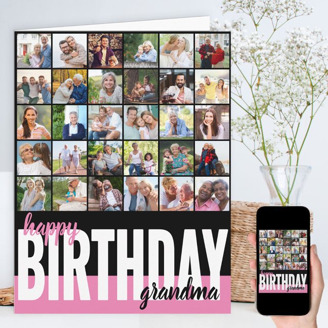 Grandma Photo Collage 31 Picture Happy Birthday Card (Creator Uploaded)