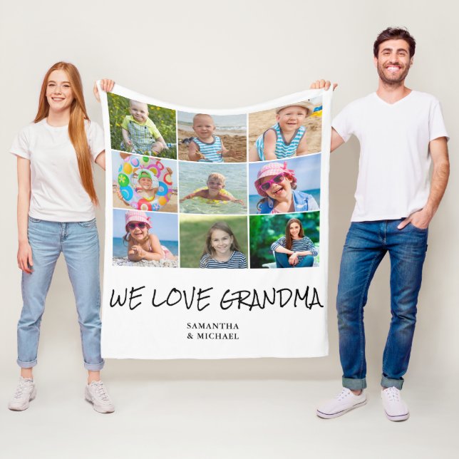 Grandma Photo Collage  Fleece Blanket (In Situ)