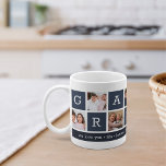 Grandma Photo Collage & Grandchildren Names Coffee Mug<br><div class="desc">Create a sweet keepsake for a beloved grandmother this Mother's Day or Grandparents Day. This simple design features seven of your favourite square or Instagram photos, arranged in a collage layout with alternating squares in navy blue, spelling out "Grandma." Personalise with favourite photos of her grandchildren, and add their names,...</div>