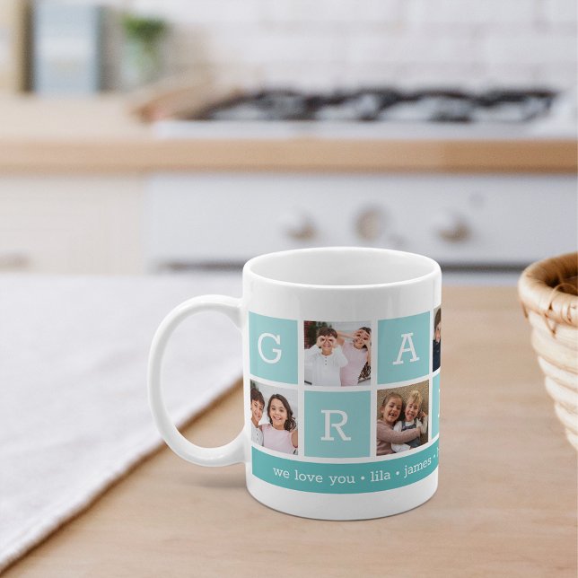 Grandma Photo Collage & Grandchildren Names Coffee Mug (Creator Uploaded)