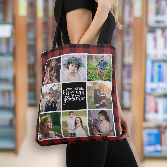 Grandma Photo Collage Greatest Blessings Tote Bag (Creator Uploaded)