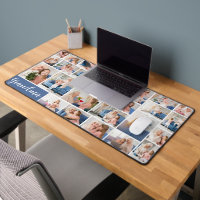 Grandma Photo Collage Grid Blue White Grandkids