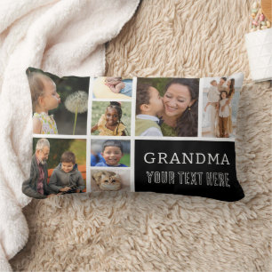 Grandma Photo Collage Handwritten Text  Lumbar Cushion