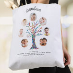 Grandma Photo Collage Tote Bag<br><div class="desc">This modern and stylish Grandma tote bag is decorated with a colourful mosaic family tree.
Easily customisable with a selection of seven photos and the grandchildren's names.
Makes a perfect gift for your Grandma.
Original Mosaic © Michele Davies.</div>