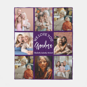 Grandma Photo Custom Throw with Grandkids Fleece Blanket