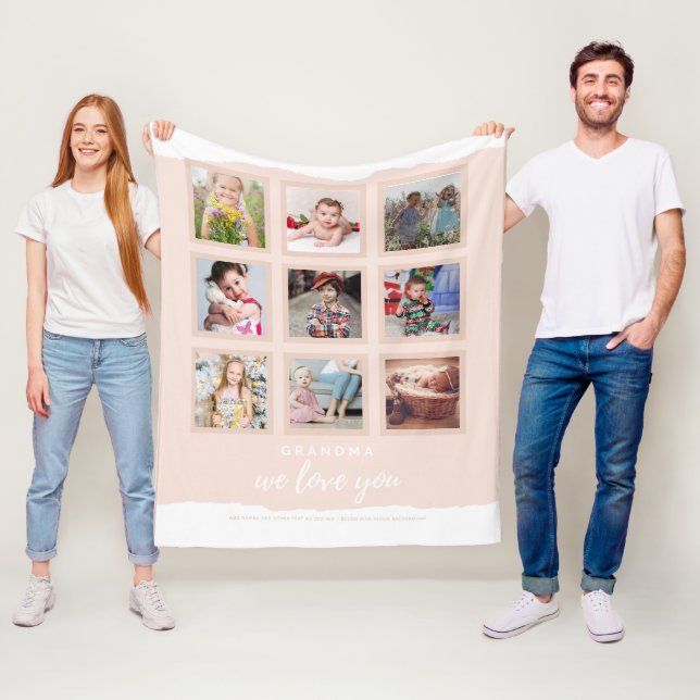 GRANDMA PHOTO GIFTS - Photo Collage Grandkids      Fleece Blanket (In Situ)