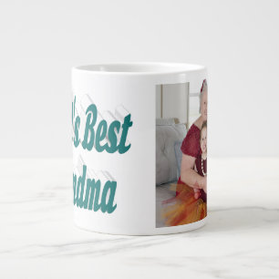 Grandma photo green typography  large coffee mug