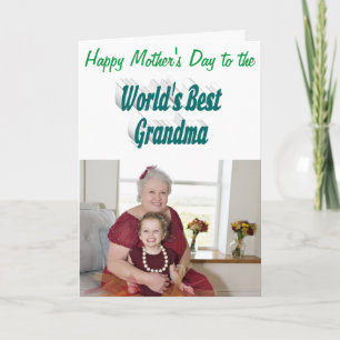 Grandma Photo green typography Mothers Day  Card
