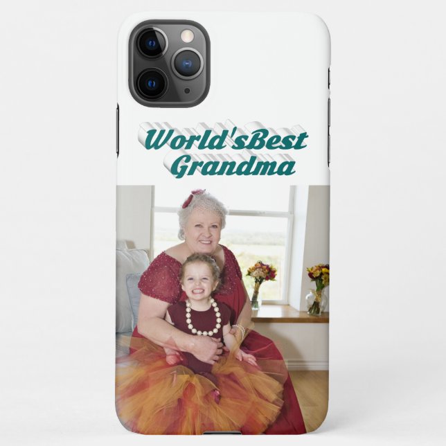 Grandma Photo green typography Mothers Day iPhone Case (Back)
