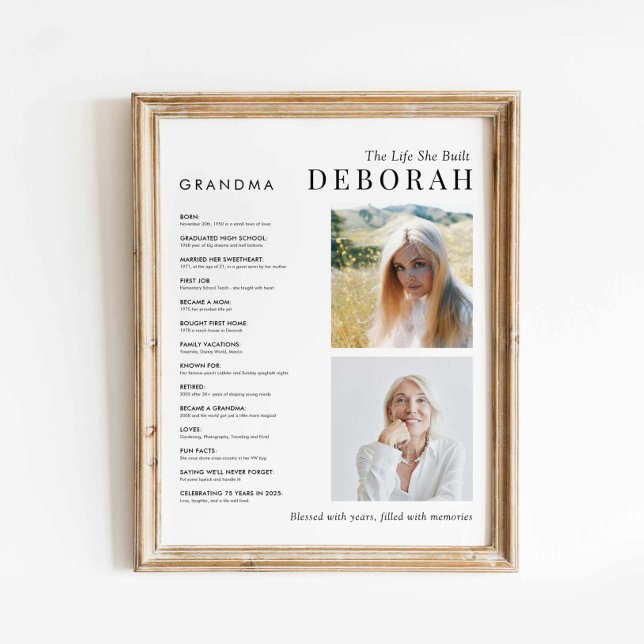 Grandma Photo Life Journey Poster (Grandma Photo Poster - Mothers day gift)