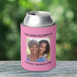 Grandma Photo Pink Can Cooler