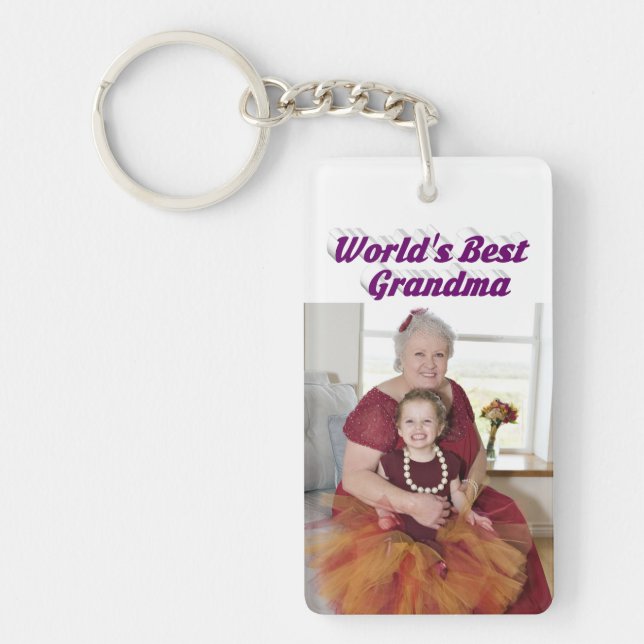 Grandma Photo purple text  Key Ring (Front)