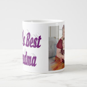 Grandma photo purple typography Mothers Day Large Coffee Mug