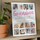 Grandma Photo & Quote Plaque<br><div class="desc">Grandmothers are simply the best! Let your nana know how special they are to you with this modern photo plaque featuring a simple white background that can be changed to any colour, 12 pictures of the grandchildren, the word "Grandma" in a pink script font, a cute love heart, and their...</div>