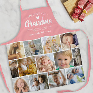 Grandma Pink Apron with 13 Photo Collage