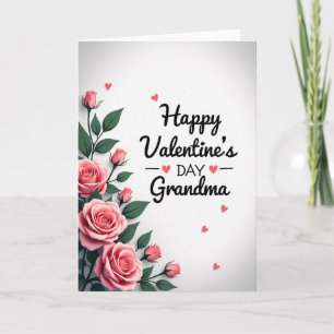 Grandma Pink Rose Valentine Card