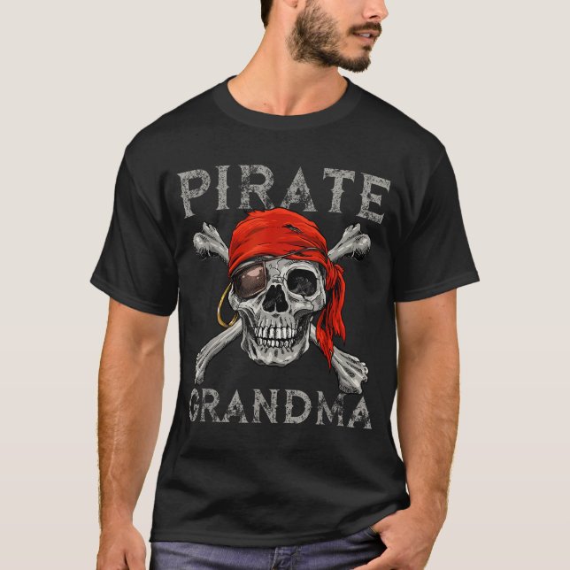 Grandma Pirate Matching Skull  Crossbones Jolly T-Shirt (Front)