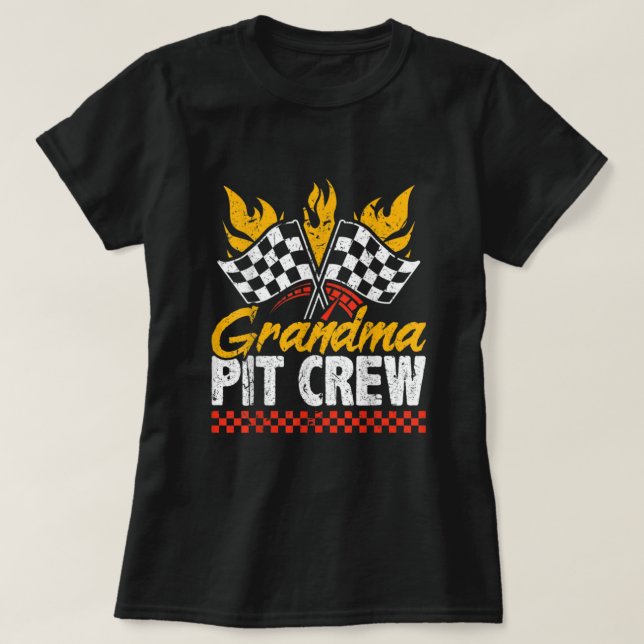 Grandma Pit Crew Race Car Themed Party Racing Fami T-Shirt (Design Front)