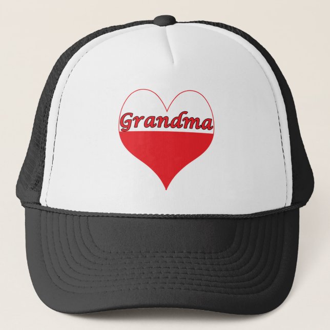 Grandma Polish Heart Trucker Hat (Front)