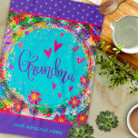 Grandma Purple Pretty Floral Fun Personalised Tea Towel<br><div class="desc">Pretty Colourful Grandma Floral Personalised Message Towels. These pretty hand written Grandma chic towels are perfect to add some joy to your kitchen. Whether you're a seasoned chef or an aspiring home cook, these towels make the perfect companion for any culinary adventure. They also make delightful gifts for your grandma...</div>