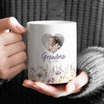 Grandma Purple Watercolor Wildflowers & Photo Gift Coffee Mug<br><div class="desc">Custom floral photo mugs for Grandma are a beautiful and practical way to celebrate her new role while adding a touch of love to her everyday routine. This personalised mug features a heart-shaped photo frame above the word “Grandma” with a customisable “Est. [Year]” to commemorate the arrival of a first...</div>