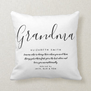 Grandma Quote Elegant Black and White Cushion