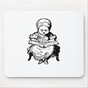 Grandma Read You a Story Cartoon Illustration Mouse Pad