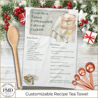 Grandma Recipe | Butterscotch Cookie Personalised Tea Towel