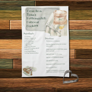 Grandma Recipe Butterscotch Cookie Personalised Tea Towel
