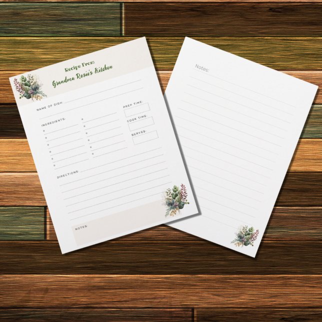 Grandma Recipes | Rustic Personalised Recipe Page (Creator Uploaded)