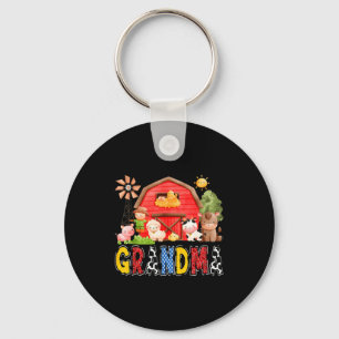 Grandma Red Farm Cow Birthday Boy Matching Family  Key Ring