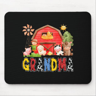 Grandma Red Farm Cow Birthday Boy Matching Family  Mouse Pad
