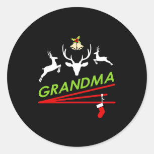 Grandma Reindeer Hoof Prints Christmas  Classic Round Sticker