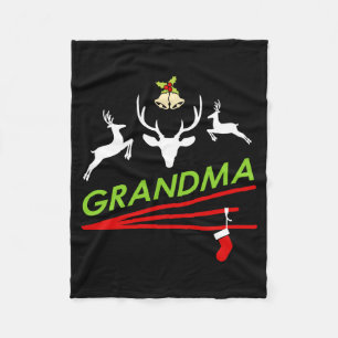 Grandma Reindeer Hoof Prints Christmas  Fleece Blanket
