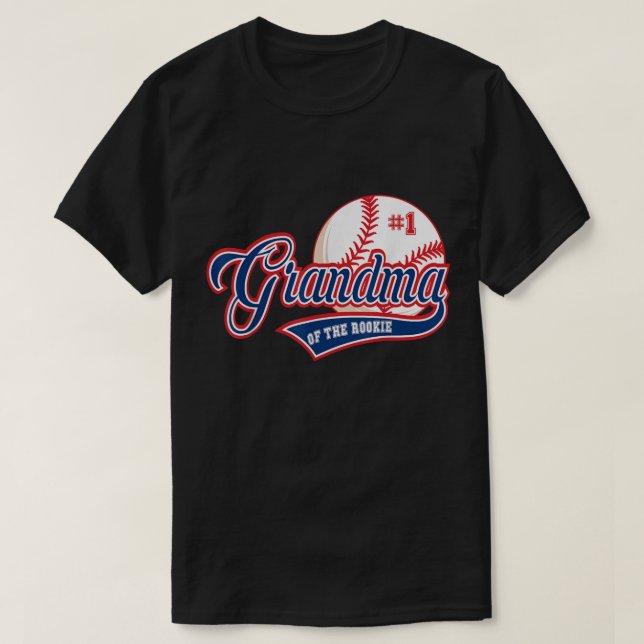 Grandma Rookie of Year 1st Birthday Baseball Theme T-Shirt (Design Front)