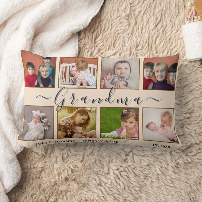 Grandma’s 8‑Photo & Names Custom Pillow (Blanket)