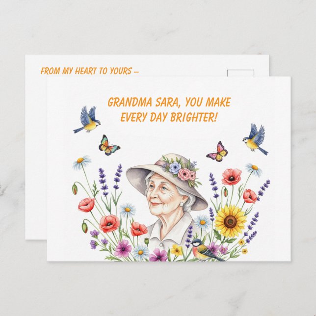 Grandma’s Floral Greeting Card (Front/Back)