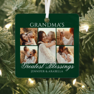 Grandma’s Greatest Blessings 6 Photo Christmas Metal Tree Decoration