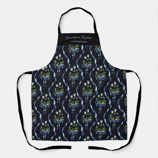 Grandma’s Kitchen Is Always Open Floral Baking Apron (Front)