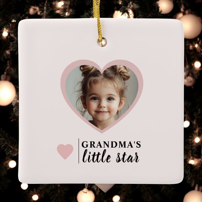 "Grandma’s Little Star Photo Personalised Photo Ceramic Ornament (Creator Uploaded)