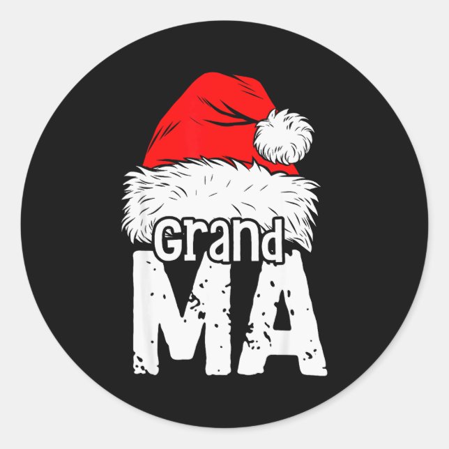 Grandma Santa Christmas Family Matching Pyjamas Xm Classic Round Sticker (Front)