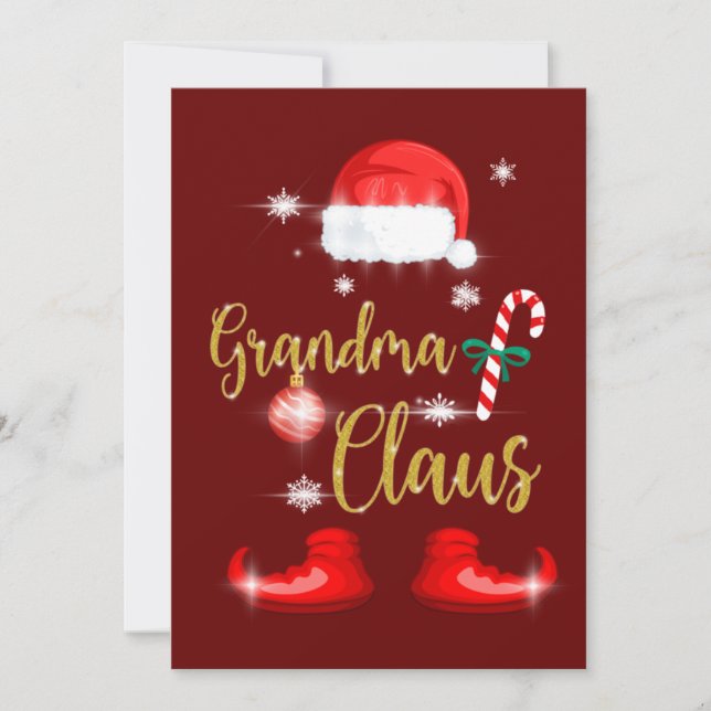 Grandma Santa Claus Funny Family Christmas Pjs Invitation (Front)