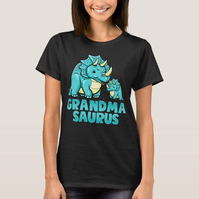 Grandma Saurus Funny Grandmasaurus Dinosaur T-Shirt (Front)
