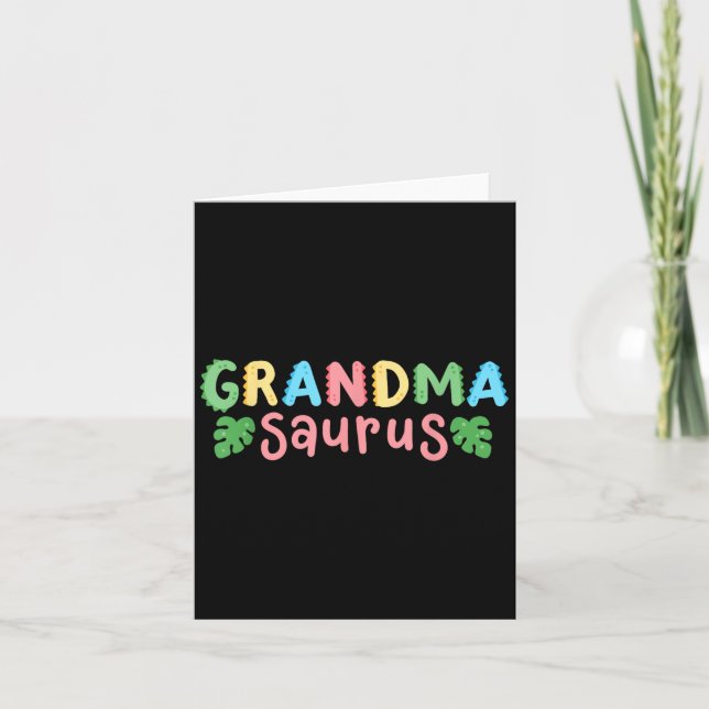 Grandma Saurus Kids Dinosaur Birthday Party Family Card (Front)